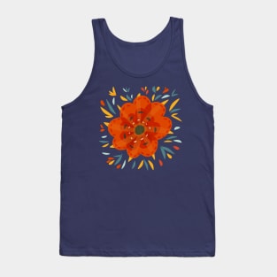 Decorative Orange Flower Tank Top